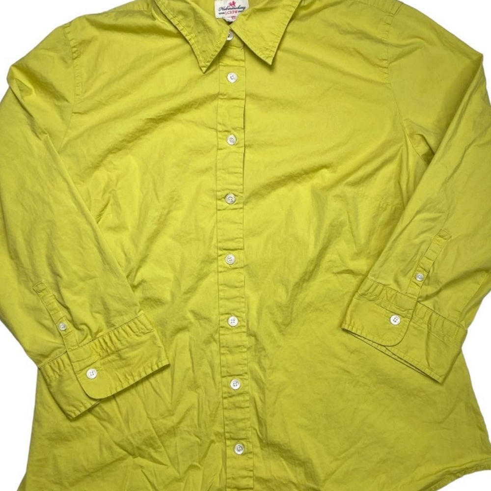 J.Crew Haberdashery Chartreuse 3/4 sleeve button down shirt.